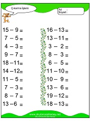 Çıkarma işlemi yaprak test